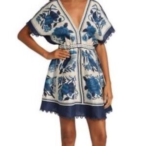 Farm Rio Blue and White Dress